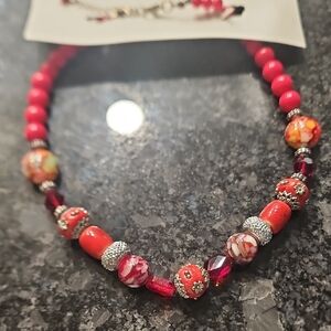 Elegant Red Beaded Necklace